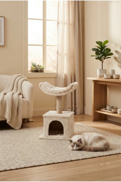PatimPets S3 بيت القطط، برج خدش للقطط، عش القطط، قماش قابل للمسح، موديل فاخر