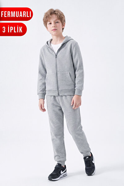 FYK KİDS 3-Thread Flat Zipper Boys' Tracksuit Set