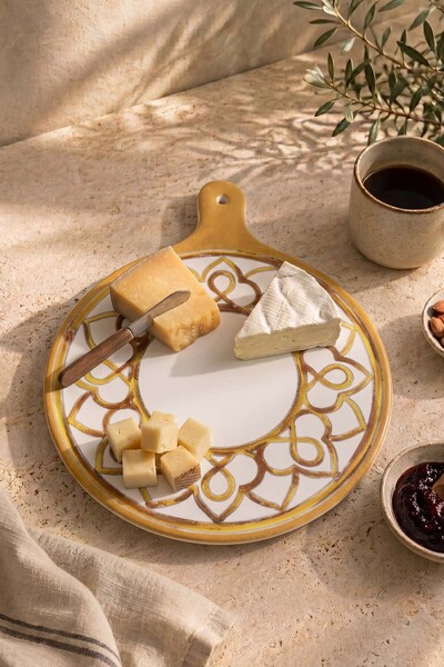 Rivaİstanbul Worn Gold Cheese Presentation Plate 26 cm