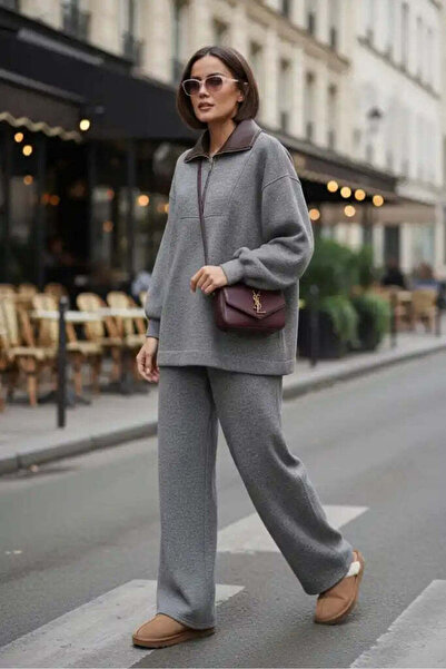Aselim Hijap Moda Oslo Comfort Set – Selanik Kumaş İkili Takım Gri