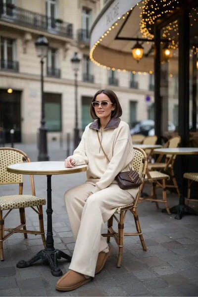 Aselim Hijap Moda Oslo Comfort Set – Selanik Kumaş İkili Takım Krem