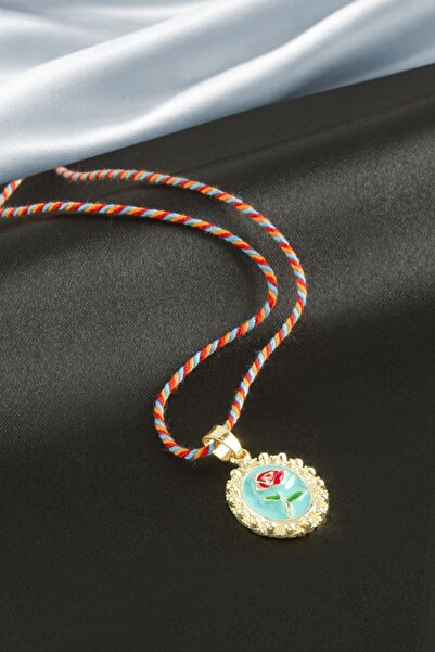 Generic Brand Rose Oval Enamel String Necklace Large
