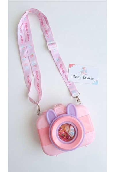 Genel Markalar Fotoğraf Makinesi Görünümlü Pembe Tavşan Askılı Çantalı Toka S...
