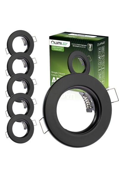 Lumiled 6x Corp de iluminat halogen încastrat rotund negru GU10 MR16 ARDALI