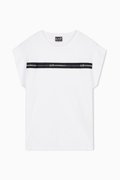 EA7 Kadın Bisiklet Yaka T-Shirt Beyaz