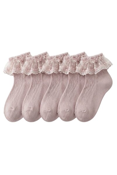 Bidani - Baby Girls Eyelet Lace Ruffle Ankle Socks 5-Pack – Soft Cotton Socks...