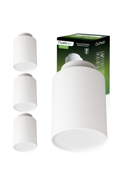 Lumiled 4x Spoturi halogen tubulare GU10, montaj aplicat, rotunde, ALVO Alb