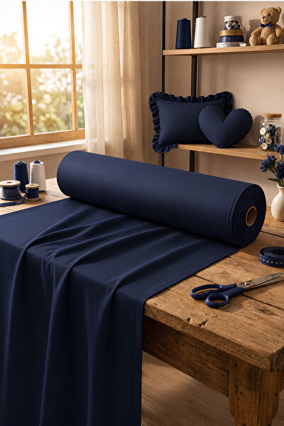 remtex 100% Cotton Satin (83 Threads) Navy Blue Fabric / Length: 100 cm - Wid...