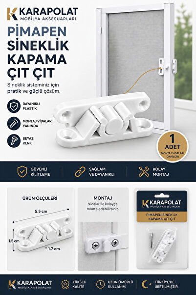 KARAPOLAT Pimapen Sineklik Kapama Çıt Çıt 1 Adet – Beyaz Plastik Sineklik Kil...