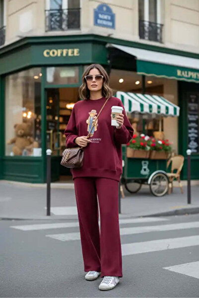 Aselim Hijap Moda The Bear Sea Comfort Set Takım Bordo