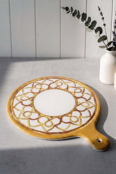 Rivaİstanbul Worn Gold Cheese Presentation Plate 26 cm