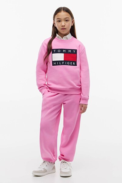 Tommy Hilfiger Pembe Kız Çocuk Regular Fit Sweatpant KS0KS00715-HERITAGE FLAG...