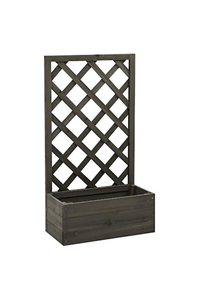 vidaxl Jardinieră cu spalier, gri, 50x25x90 cm, lemn de brad
