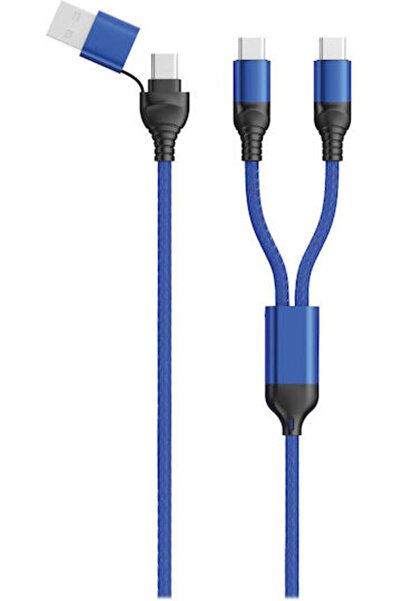 2go Καλώδιο Type-C Duo USB 2.0 USB-C αρσενικό σε USB-A / USB-C Μπλε 1.2μ (797...