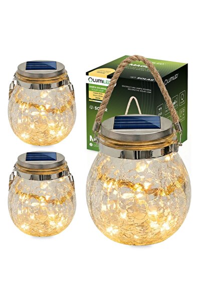Lumiled 3X Lampă solară de grădină LED MAGUS 3000K, tip felinar, alimentată c...