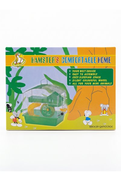 sevgipet Çift Katlı Hamster Kafesi 27x21x25 cm (Çarklı, Evli, Kaydıraklı ve Suluklu Kemirgen Kafesi)