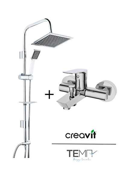 Creavit Liva Banyo Bataryası + Tema Rain 1f Paslanmaz Yağmurlama Duş Seti