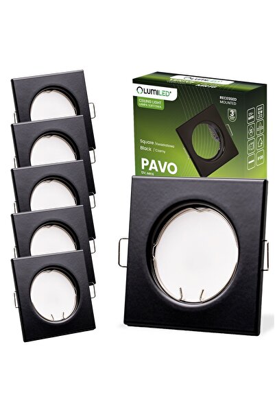 Lumiled 6x Corp de iluminat HALOGEN încastrat fix pătrat PAVO Negru MR16 GU10