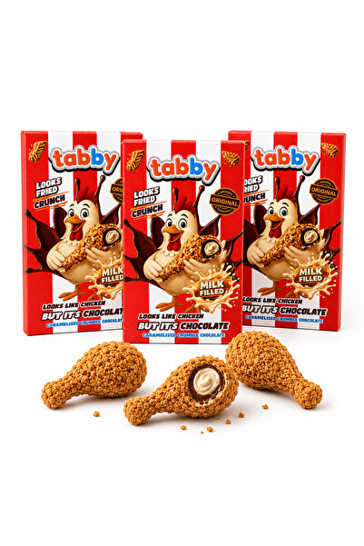 TABBY Pachet 3 copănele de ciocolată Original cu cremă de lapte și biscuiți c...