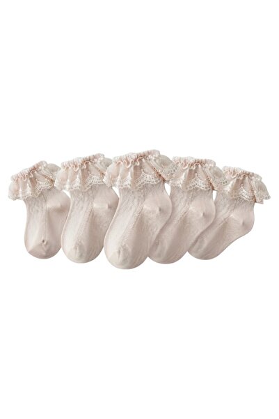Bidani - Baby Girls Eyelet Lace Ruffle Ankle Socks 5-Pack – Soft Cotton Socks...