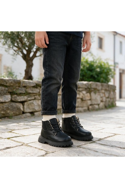 OEM Ghete îmblănite pentru copii, din piele ecologică și material textil, tal...