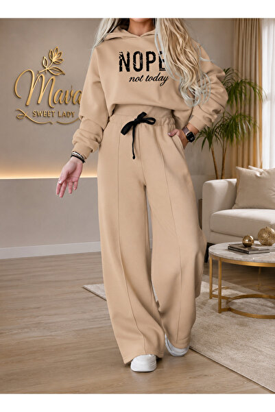 Mava Lady Kadın Oversize Kapüşonlu Sweatshirt PantolonAlt-Üst İkili Takım Rah...