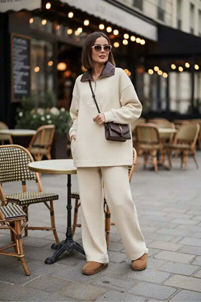 Aselim Hijap Moda Oslo Comfort Set – Selanik Kumaş İkili Takım Krem