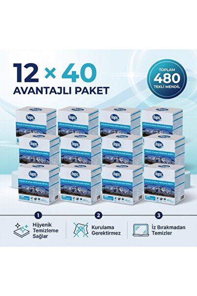 Gözlük&Ekran(Telefon-Tablet) Temizleme Mendili 12x40LI 12 PAKET ( 480YAPRAK)