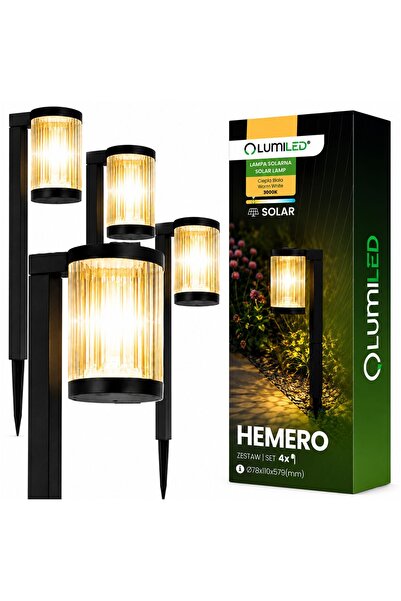 Lumiled 4x Lampă solară de grădină LED HEMERO, tip stâlp, IP54, 3000K