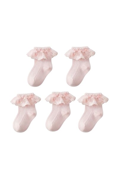 Bidani - Baby Girls Eyelet Lace Ruffle Ankle Socks 5-Pack – Soft Cotton Socks...