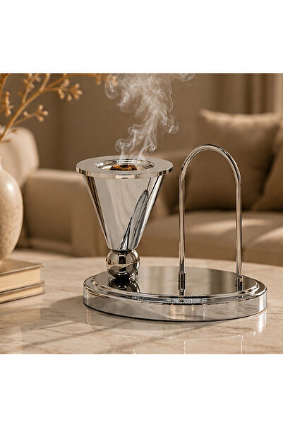 laverahome مبخرة مخروطية مودرن فضي مصقول مع حامل وقاعدة دائرية - تصميم أنيق 1...