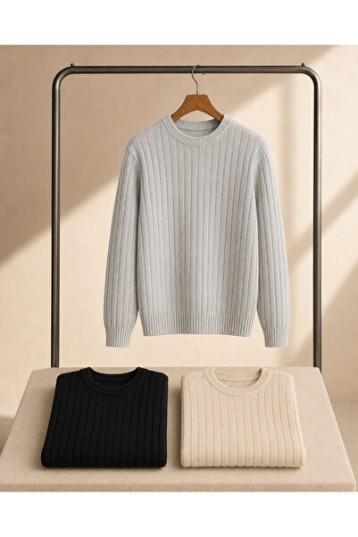 OTAKU Men's Crew Neck Ribbed Knitwear 3-Piece Sweater Pack