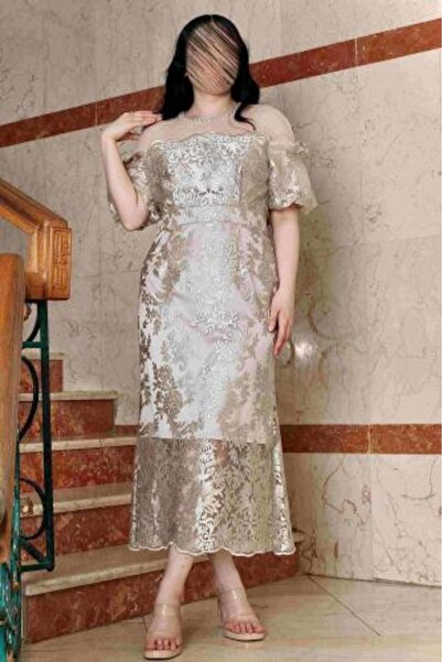 Safa Haute Couture فستان ميدي مطرز بخيوط حريرية
