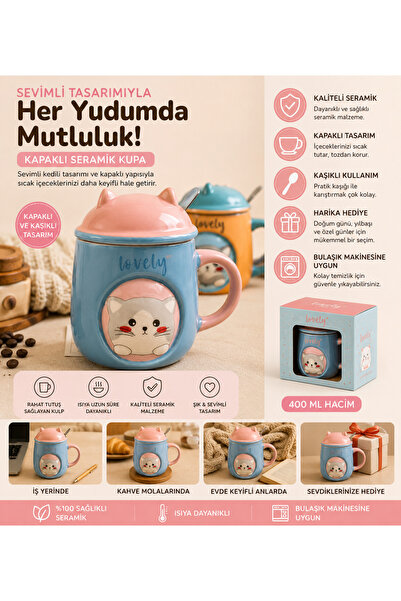 THIRTEEN SELECT Kabartmalı Kedi Figürlü Porselen Kupa 400 ML