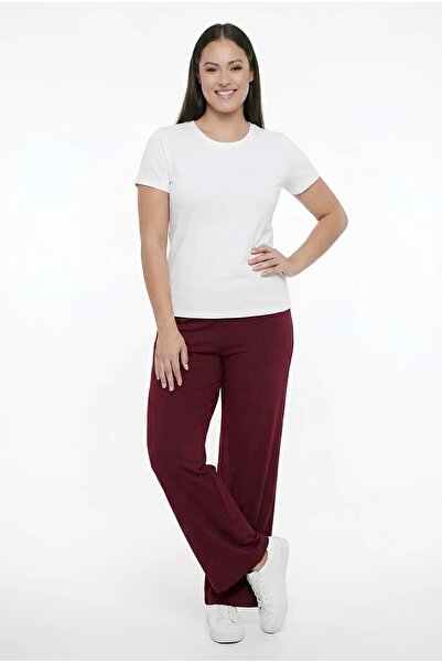 By Saygı Pantaloni mărime Plus - Roșu - Talie Elastic talie