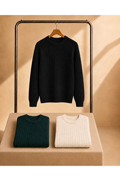OTAKU Men's Crew Neck Ribbed Knitwear 3-Piece Sweater Pack