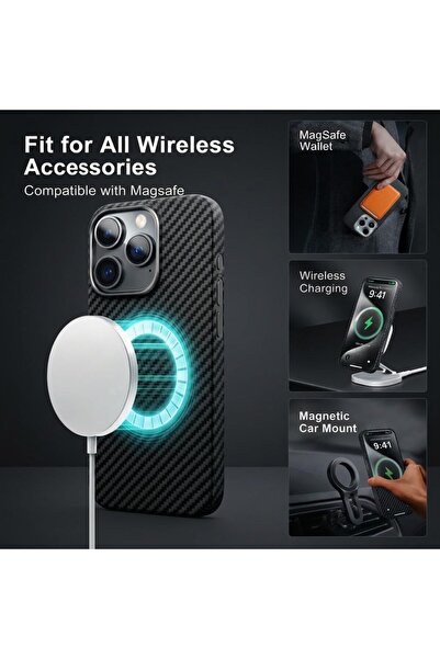 CROWNYX Magnetic Case for iPhone 16 Pro Max | Slim Shockproof Hybrid Protective Back Cover| Anti-Scratch Matte Finish | Strong Magnetic Wireless Charging Compatible |Camera & Screen Protection - Black