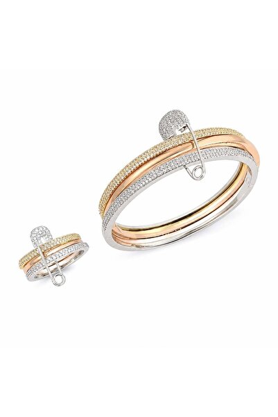 neslyaccessories Tre Oro Three-Color Ring & Bracelet Set