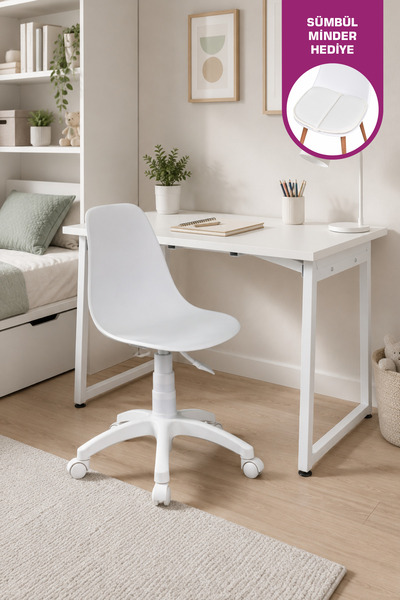 VİLİNZE Biga Çalışma Ofis Masası ve Eames Çalışma Ofis Sandalyesi Set - 60x90 cm