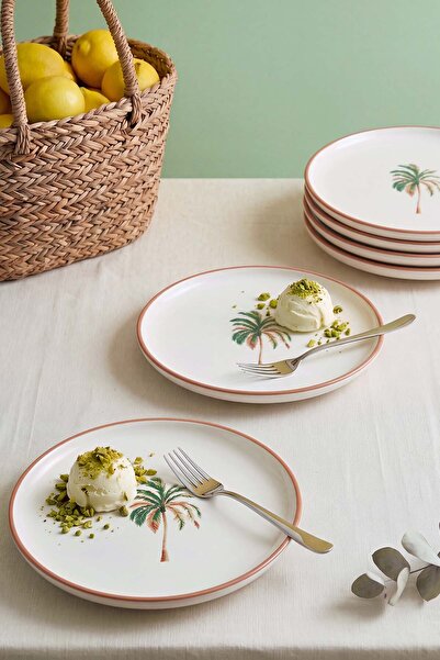Rivaİstanbul Bronze Palmiye Nordic 6-Piece Cake & Presentation Plate 22 cm