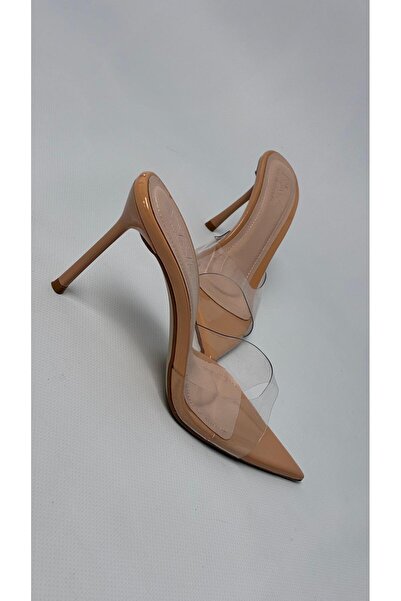 Naz Luxury Shoes SENDA ŞEFFAF TOPUKLU TERLİK NUDE