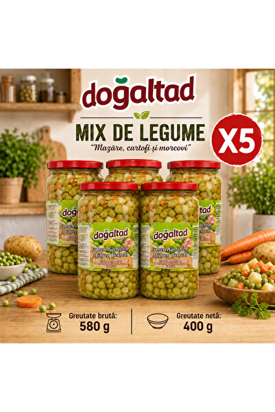DOĞALTAT Μείγμα Λαχανικών, Σετ 5 x 580 γρ., - Αρακάς, Πατάτες, Καρότα