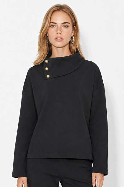 VENA Norah Yakası Detaylı Regular Fit Sweatshirt-Siyah