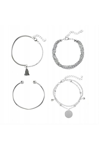 ITIMPORT SET BRĂȚĂRI ARGINT BOHO RETRO PUNK Charms 4 bucăți