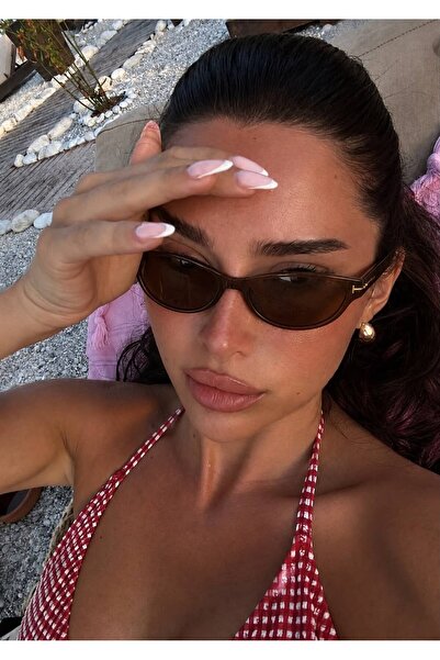 Goldmine Kadın Hannah Güneş Gözlüğü Oval Cat Eye UV400 Kahverengi