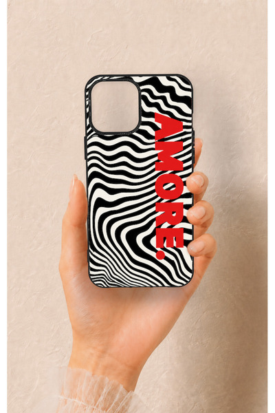 Vip Case iPhone 12 Pro Max Uyumlu Zebra Amore Desenli Silikon Kılıf