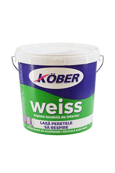 Kober Vopsea lavabila interior, Kober, Weiss, 15 litri, alb mat