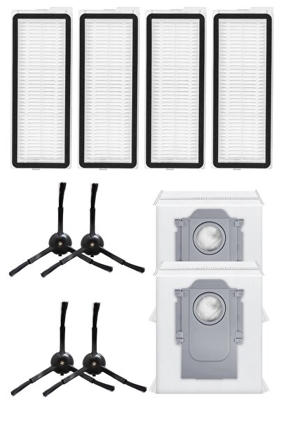 Rovexa Συμβατά με Roborock QRevo Plus: 4 φίλτρα Hepa, 4 μαύρες πλαϊνές βούρτσ...