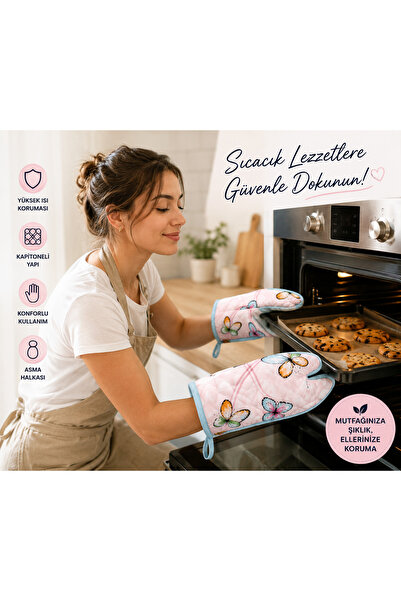 Goddy 2-Piece Oven Gloves – Quilted Heat-Protective Kitchen Gloves