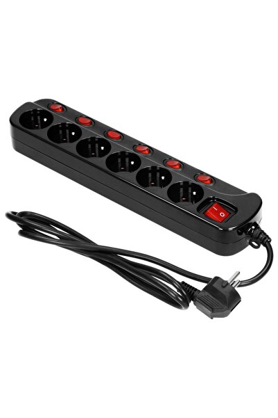 Orno Prelungitor 'MULTISWITCH', 6x2P+Z, cablu 3x1.0m negru - ON-AE-13162C